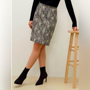 MM Lafleur Noho Pencil Skirt Crackle Print Sz 6 Workwear In Gray/OffWhite